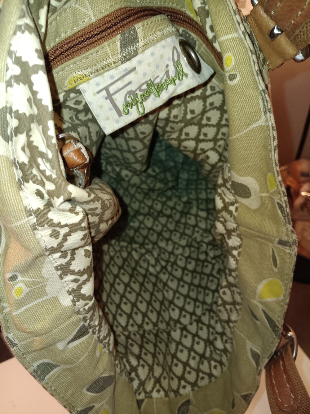 Fossil Beige Brown Tote Bag with Leather Straps - Picture 12 of 13